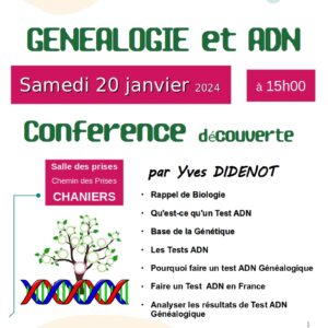 Conférence du CAC 17 : "Généalogie et ADN" @ Salle des Prises